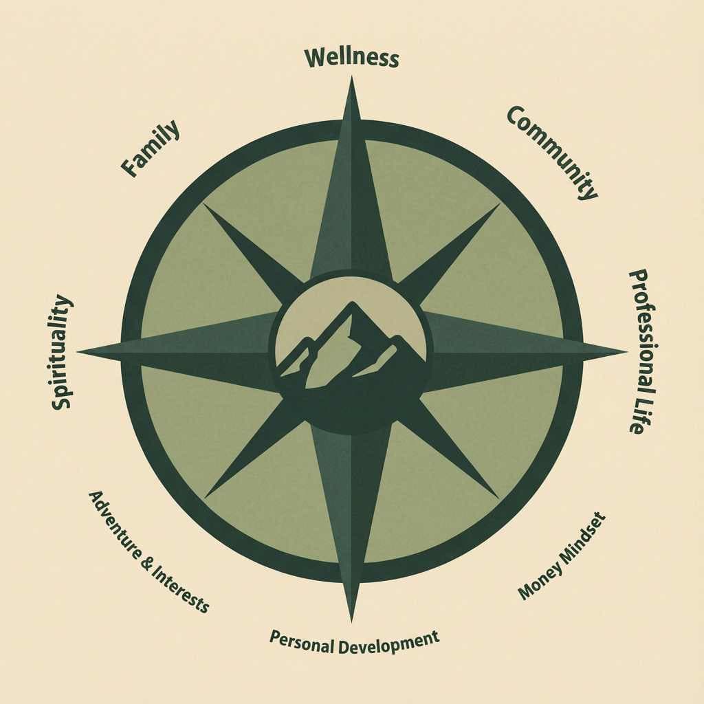 Sherpa Life Compass, a wheel for reflecting on different areas of life